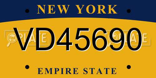 VD45690 New York License Plate