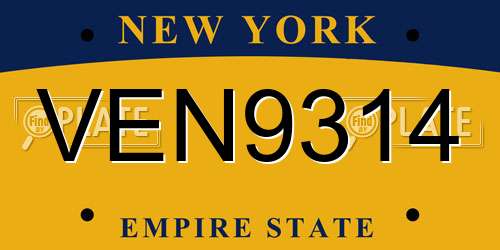 VEN9314 New York License Plate