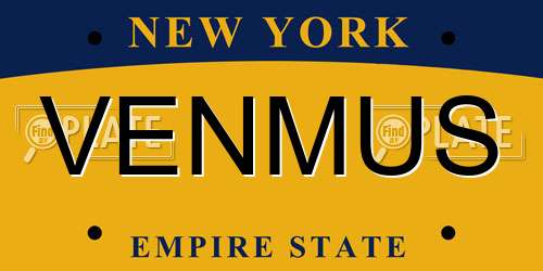 VENMUS New York License Plate