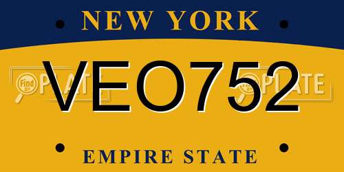 VEO752 New York License Plate