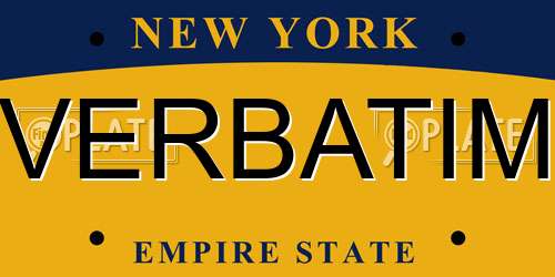 VERBATIM New York License Plate