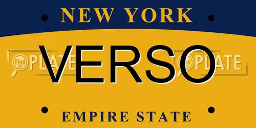 VERSO New York License Plate