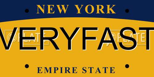 VERYFAST New York License Plate