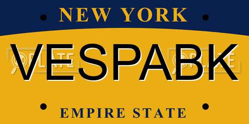 VESPABK New York License Plate