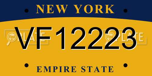 VF12223 New York License Plate