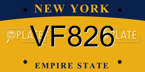VF826 New York License Plate