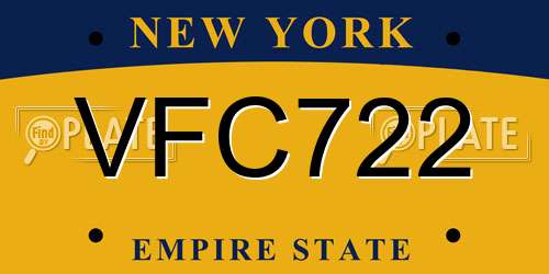 VFC722 New York License Plate
