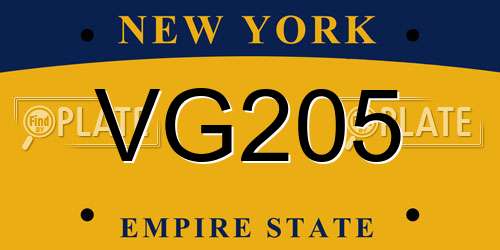 VG205 New York License Plate