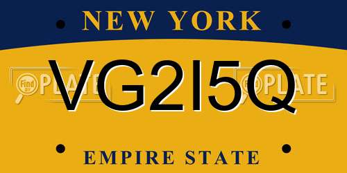 VG2I5Q New York License Plate