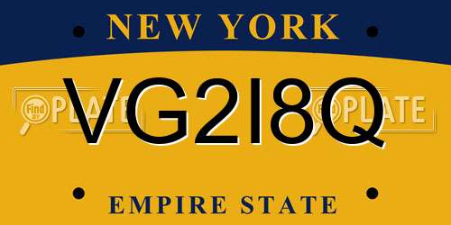 VG2I8Q New York License Plate