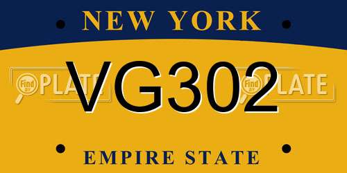 VG302 New York License Plate