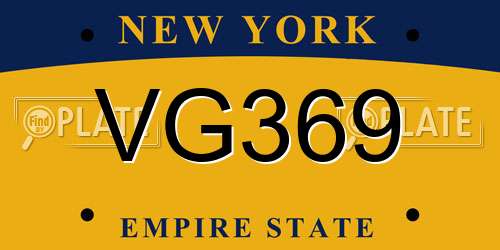VG369 New York License Plate