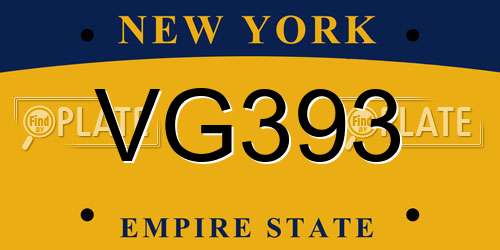 VG393 New York License Plate