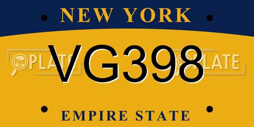 VG398 New York License Plate