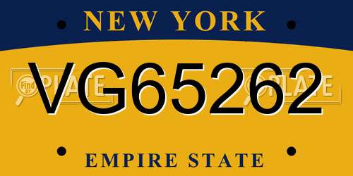 VG65262 New York License Plate