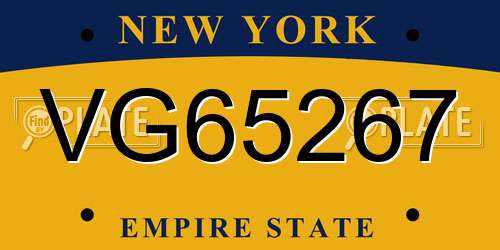 VG65267 New York License Plate