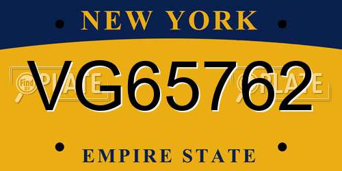VG65762 New York License Plate