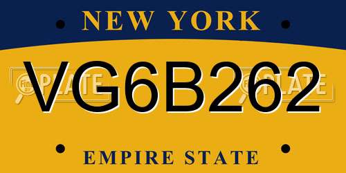 VG6B262 New York License Plate