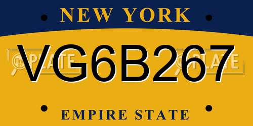 VG6B267 New York License Plate