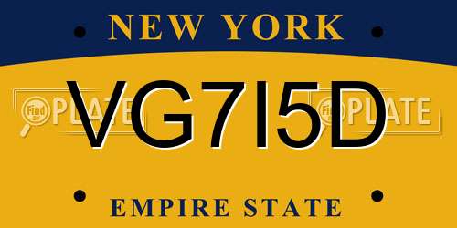 VG7I5D New York License Plate