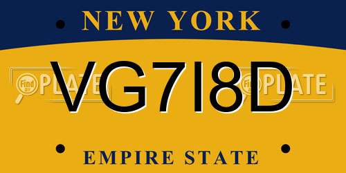 VG7I8D New York License Plate
