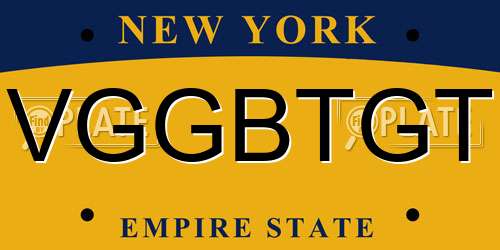 VGGBTGT New York License Plate