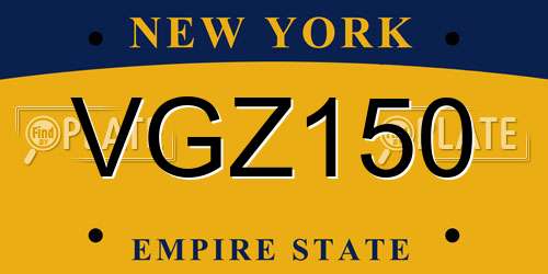 VGZ150 New York License Plate