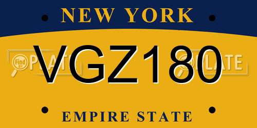 VGZ180 New York License Plate