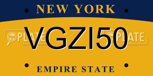 VGZI50 New York License Plate