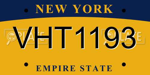 VHT1193 New York License Plate