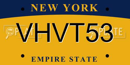 VHVT53 New York License Plate
