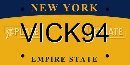 VICK94 New York License Plate