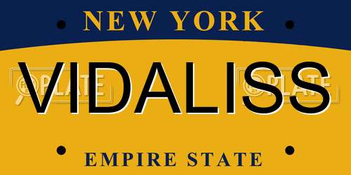 VIDALISS New York License Plate