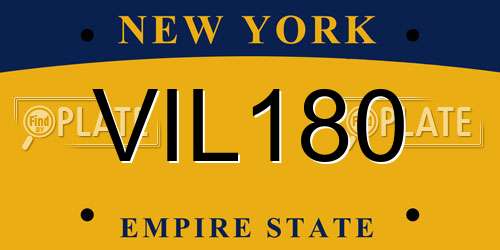 VIL180 New York License Plate