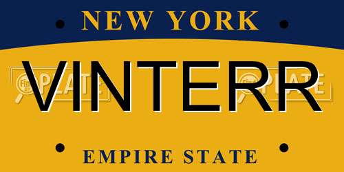 VINTERR New York License Plate