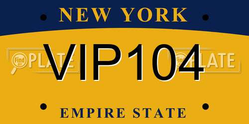 VIP104 New York License Plate