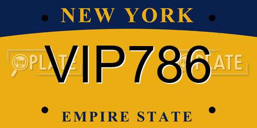 VIP786 New York License Plate