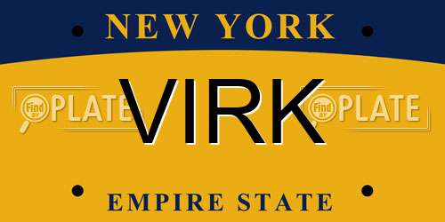 VIRK New York License Plate