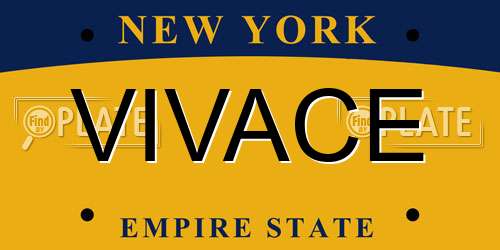VIVACE New York License Plate