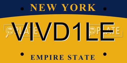 VIVD1LE New York License Plate