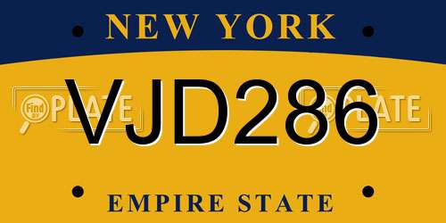 VJD286 New York License Plate