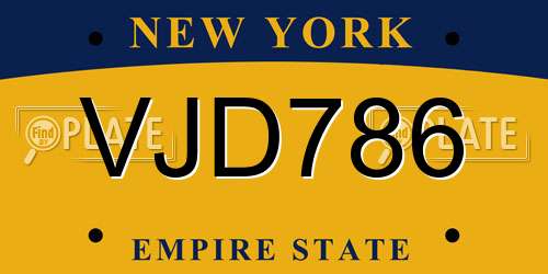 VJD786 New York License Plate