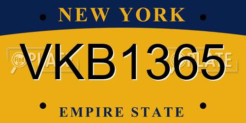 VKB1365 New York License Plate