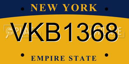 VKB1368 New York License Plate