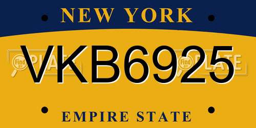 VKB6925 New York License Plate