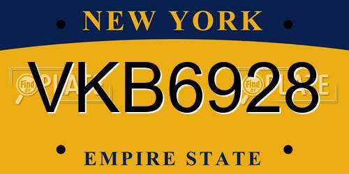 VKB6928 New York License Plate