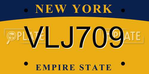 VLJ709 New York License Plate