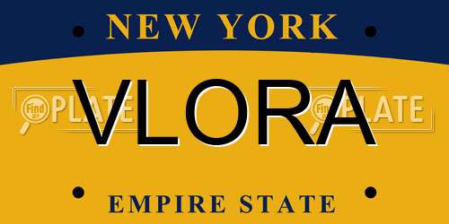 VLORA New York License Plate