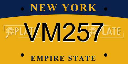 VM257 New York License Plate