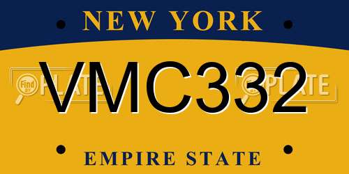 VMC332 New York License Plate